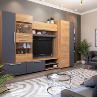 САФАРИ НМ Стенка Корпус -Дуб Крафт золотой Фасад МДФ-матовая Графит Софт