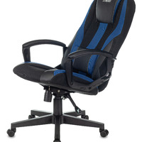 Кресло игровое Бюрократ ZOMBIE 9 BLUE черный/синий искусст. кожа/ткань, крестовина пластик (181кг)