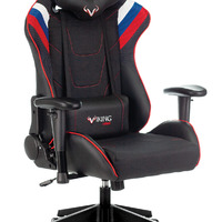 Кресло игровое Бюрократ ZOMBIE VIKING-4 AERO белый/синий/красный иск.кожа/ткань с подголовн.,крестов