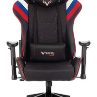 Кресло игровое Бюрократ ZOMBIE VIKING-4 AERO белый/синий/красный иск.кожа/ткань с подголовн.,крестов