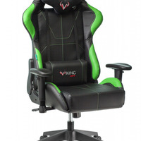 Кресло игровое Бюрократ ZOMBIE VIKING-5 AERO  черный/салатовый искус. кожа с подголовником (150кг)