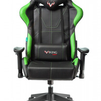 Кресло игровое Бюрократ ZOMBIE VIKING-5 AERO  черный/салатовый искус. кожа с подголовником (150кг)