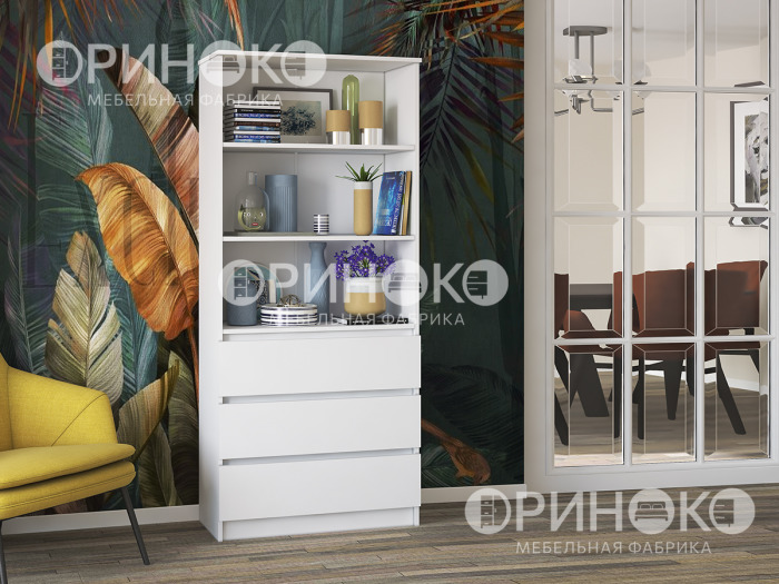 Стеллаж Мальм 3 ящика 804х1800х350 Ш/В/Г Венге, ЛДСП/ЛДСП