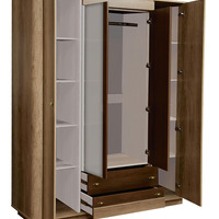 Шкаф для одежды Фантазия(4-х дв.дуб каньон/белый/дуб кальяри/зеркало)1764х2156х586 мм ДВГ Корпус/фас