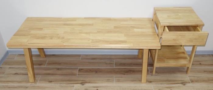 Стол TOP FURNITURE журнальный деревянный+тумба EURO SOFA TABLE (NA)+EURO TAP (NA) Массив Гевеии (Д.1400 * В.600 * Г.500 мм)