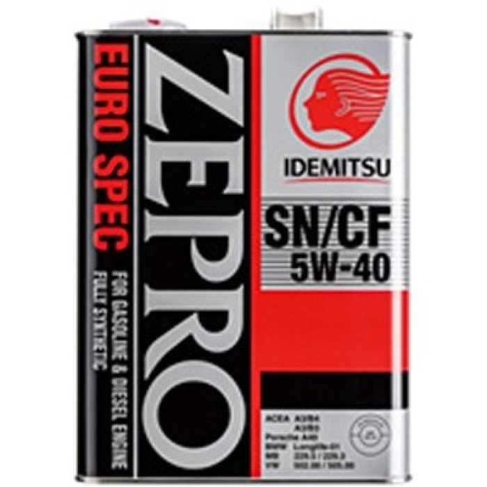 Масло моторное IDEMITSU ZEPRO EURO SPEC SN/СF 5W-40 4L 100% синтетика, б/д, д/д