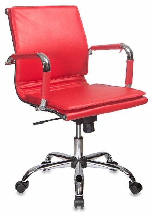 Кресло Бюрократ Ch-993-Low(красная  иск.кожа, низкая  спинка) крестовина (120кг)
