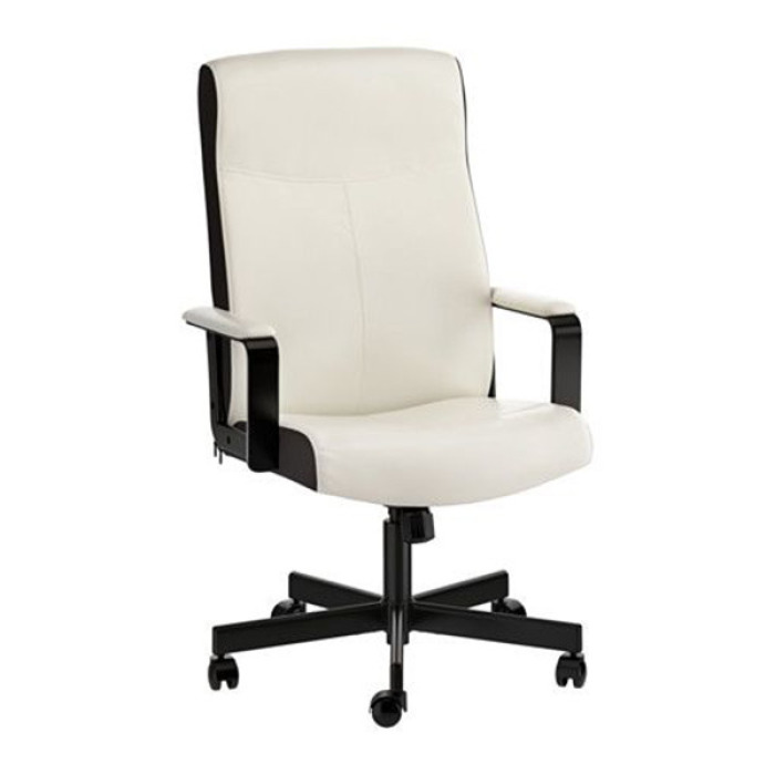 Кресло руководителя Бюрократ DOMINUS-WH белый/черный иск-нная кожа кр-вина металл Россия (120кг)