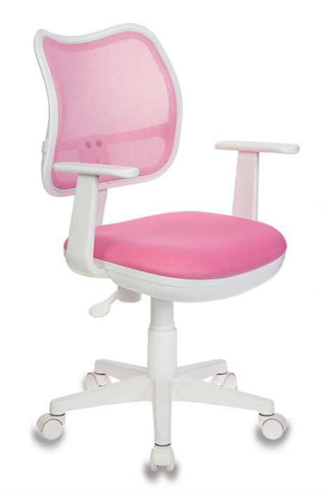 Кресло Бюрократ Ch-W797 (белый пластик, спинка сетка розовая, сиденье розовое TW-13А (120кг.)