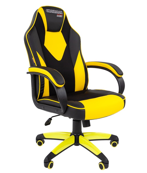 Офисное кресло Chairman game 17 экопремиум черный/желтый (120кг)