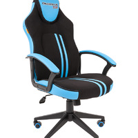 Офисное кресло Chairman game 26 Россия черный/голубой (120кг) экокожа/ткань