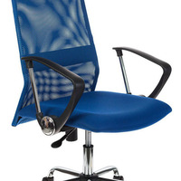Кресло руководителя Бюрократ KB-6SL/BL 10  синий TW-05 TW-10 сетка крестовина хромРоссия (120кг.)