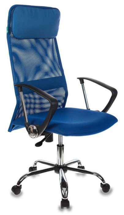 Кресло руководителя Бюрократ KB-6SL/BL 10  синий TW-05 TW-10 сетка крестовина хромРоссия (120кг.)