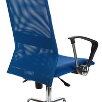 Кресло руководителя Бюрократ KB-6SL/BL 10  синий TW-05 TW-10 сетка крестовина хромРоссия (120кг.)