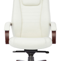 Кресло руководителя Бюрократ T-9923WALNUT/IVORY слоновая кость, кожа, крестовина дерево (200кг)
