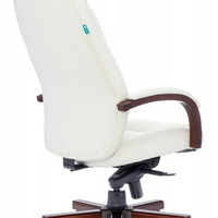 Кресло руководителя Бюрократ T-9923WALNUT/IVORY слоновая кость, кожа, крестовина дерево (200кг)