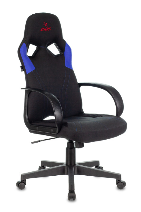 Кресло игровое Бюрократ VIKING ZOMBIE RUNNER черный/синий икусст.кожа/ткань (120кг)