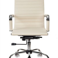 Кресло руководителя Бюрократ CH-883-LOW слоновая кость искусственная кожа, низкая спинка, крестовина