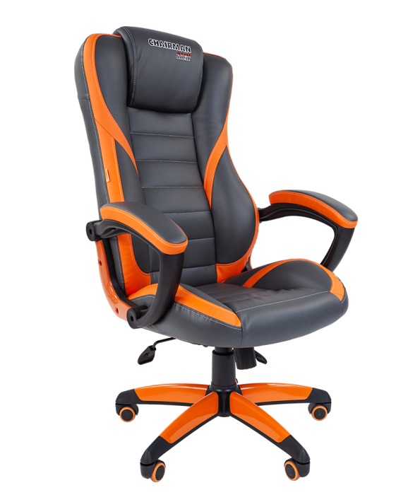 Офисное кресло Chairman game 22 экопремиум серый/оранжевый (120кг.)