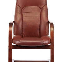 Кресло руководителя Бюрократ T-9923WALNUT-AV св-корич-вый Leather Eicher кожа полозья дерево (200кг)
