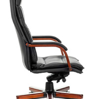 Кресло руководителя Бюрократ T-9927WALNUT черный, кожа, крестовина металл/дерево (200кг)