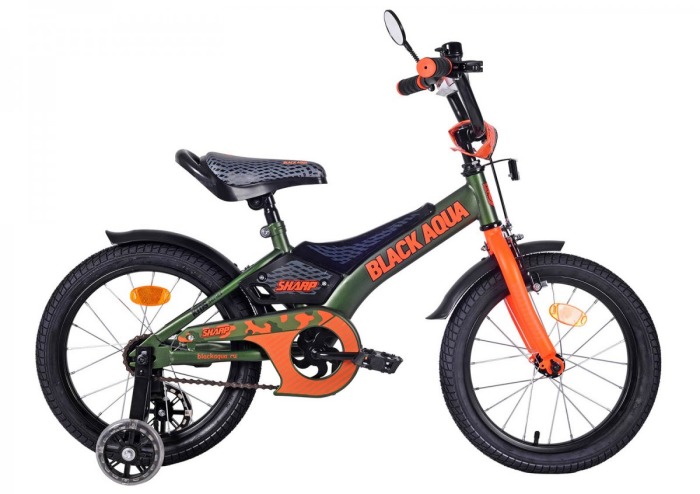 KG1210 Велосипед BLACK AQUA Sharp 12' 1s (хаки-оранжевый)
