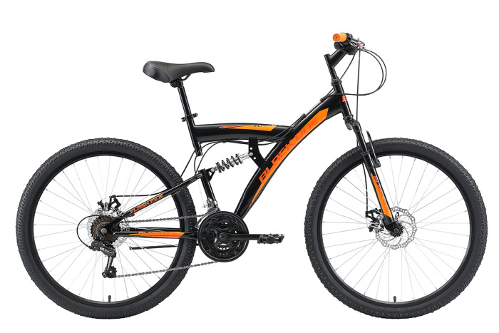 Велосипед Black One Flash FS 26 D черный/оранжевый 18"